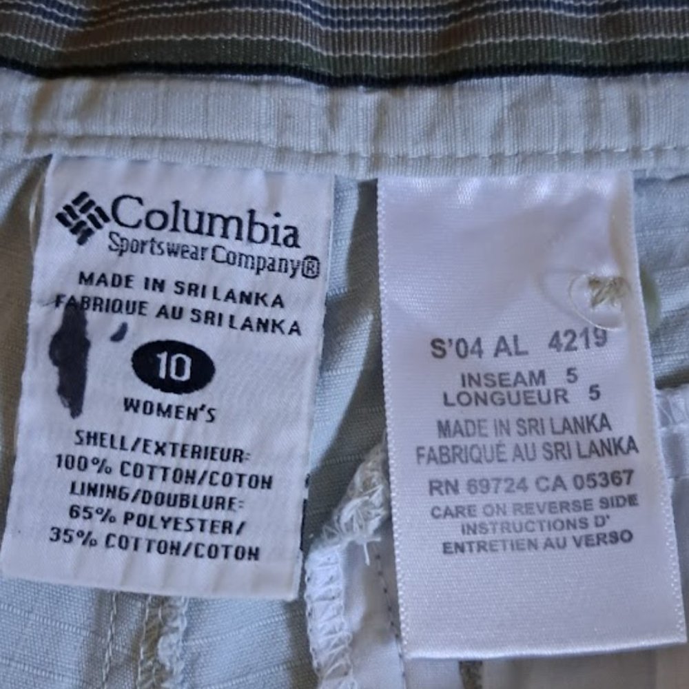 Columbia Multi-Pocket Khaki Tan Cotton Hiking shorts Size 10 - Picture 8 of 9